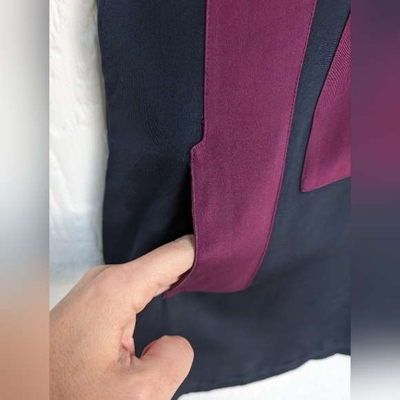 Phillip Lim 3.1 Navy Blue Purple 100% Silk Sleeveless Dress With Pockets Size 8 - Picture 3 of 6